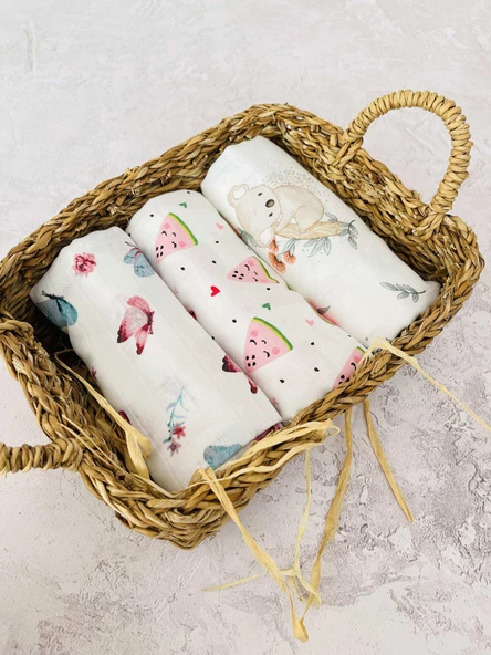 3 Adet Çok Amaçlı Müslin Bezi Örtü Battaniye - Resim 2