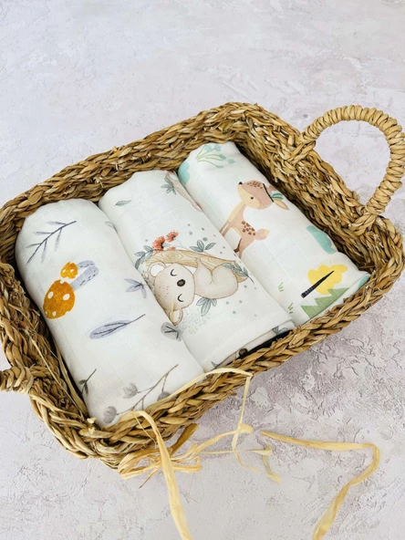 3 Adet Çok Amaçlı Müslin Bezi Örtü Battaniye - 2