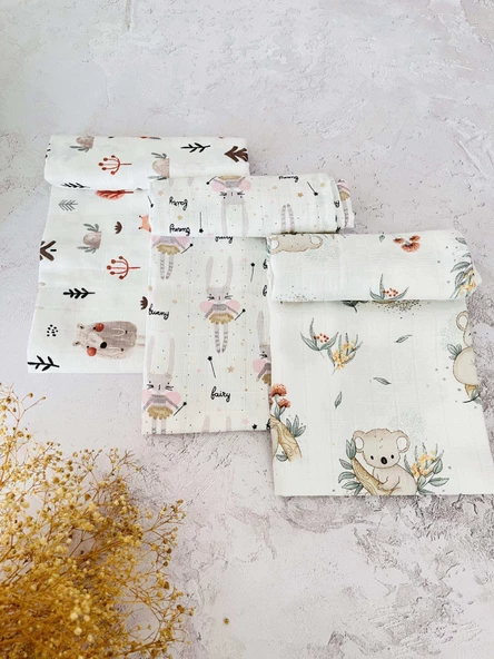 3 Adet Çok Amaçlı Müslin Bezi Örtü Battaniye ürün görseli