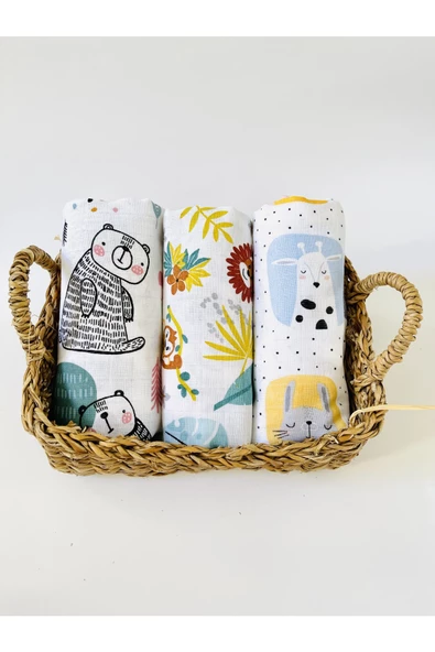 3 Adet 110x110  Çok Amaçlı Müslin Bezi Örtü Battaniye ürün görseli