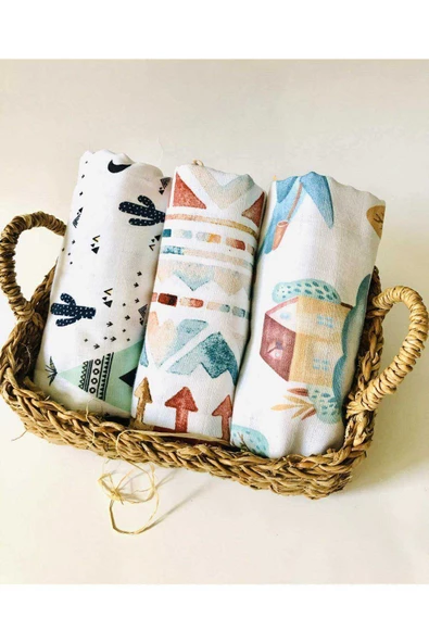 3 Adet 110x110  Çok Amaçlı Müslin Bezi Örtü Battaniye ürün görseli