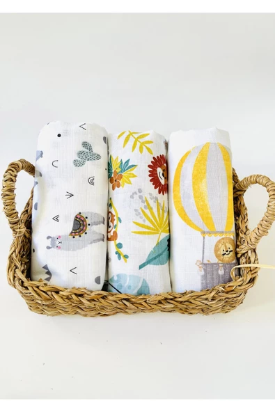 3 Adet 110x110  Çok Amaçlı Müslin Bezi Örtü Battaniye ürün görseli