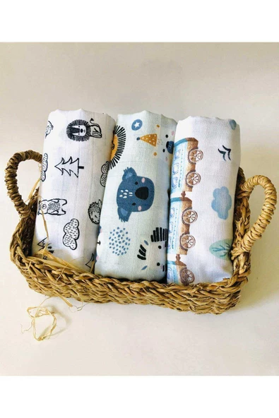 3 Adet 110x110  Çok Amaçlı Müslin Bezi Örtü Battaniye ürün görseli