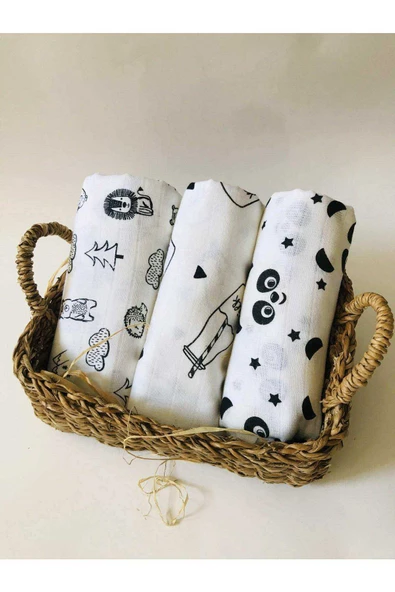 3 Adet 110x110 Çok Amaçlı Müslin Bezi Örtü Battaniye