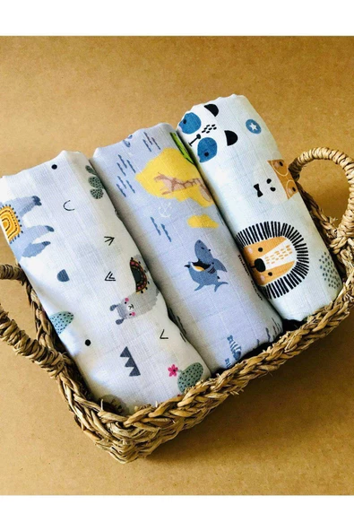 3 Adet 110x110  Çok Amaçlı Müslin Bezi Örtü Battaniye ürün görseli