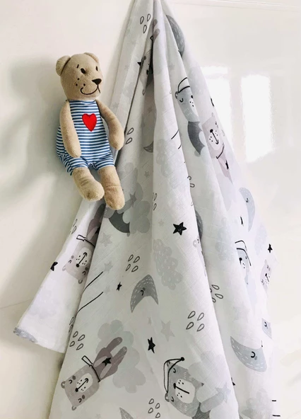 3 Adet 110x110 Çok Amaçlı Müslin Örtü - Resim 3