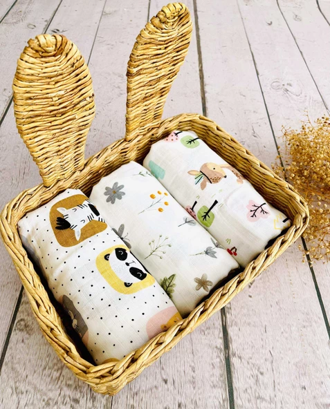 3 Adet 75x75 Çok Amaçlı Müslin Bezi Örtü Battaniye ürün görseli