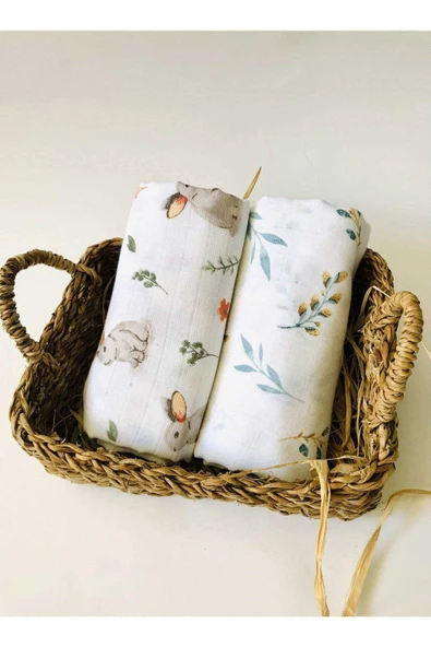 2 Adet  Çok Amaçlı Müslin Bezi Örtü Battaniye ürün görseli