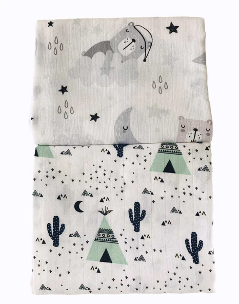 2 Adet  Çok Amaçlı Müslin Örtü - Resim 2