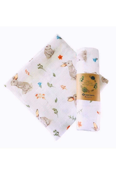 Rabbit  Çok Amaçlı Müslin Örtü Battaniye - Resim 3