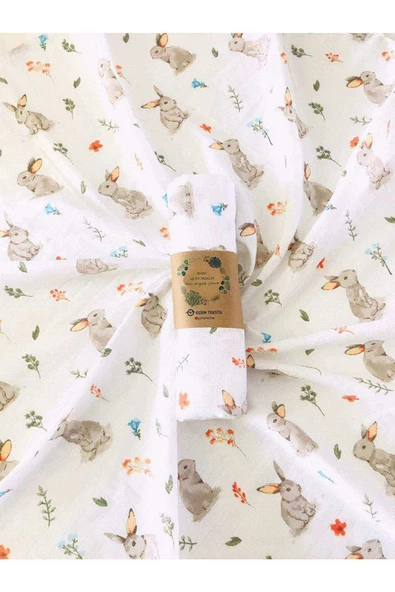 Rabbit  Çok Amaçlı Müslin Örtü Battaniye - Resim 2