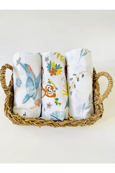 3 Adet  Çok Amaçlı Müslin Bezi Örtü Battaniye ürün görseli