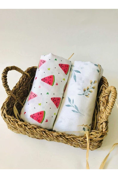 2 Adet  Çok Amaçlı Müslin Bezi Örtü Battaniye