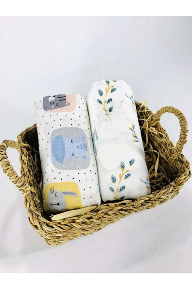 2 Adet  Çok Amaçlı Müslin Bezi Örtü Battaniye ürün görseli