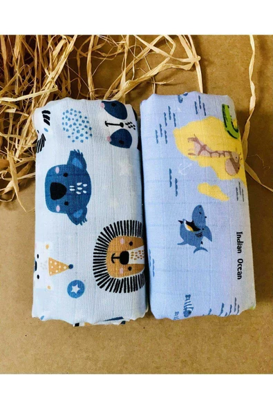2 Adet Organik  Müslin Örtü Battaniye - Resim 2