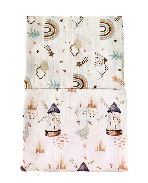 2 Adet  Çok Amaçlı Müslin Örtü Battaniye - Resim 2