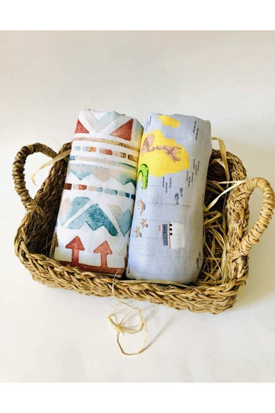 2 Adet  Çok Amaçlı Müslin Bezi Örtü Battaniye ürün görseli