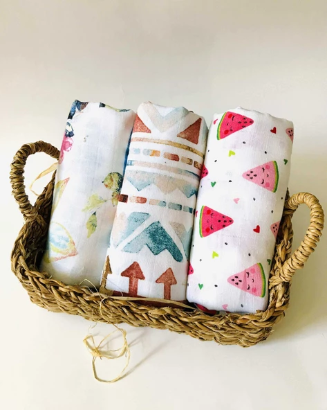 3 Adet  Çok Amaçlı Müslin Bezi Örtü Battaniye ürün görseli