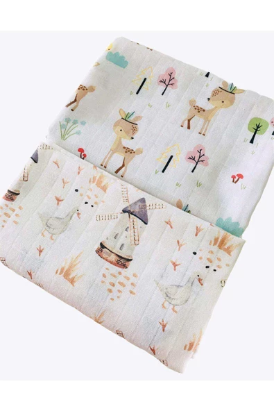 2 Adet  Çok Amaçlı Müslin Örtü Battaniye ürün görseli