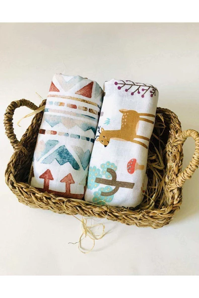 2 Adet  Çok Amaçlı Müslin Bezi Örtü Battaniye ürün görseli