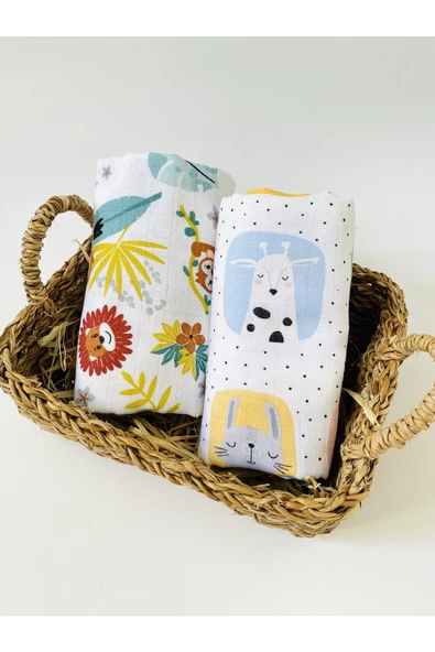 2 Adet  Çok Amaçlı Müslin Bezi Örtü Battaniye ürün görseli