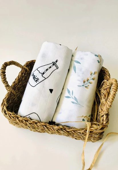 2 Adet  Çok Amaçlı Müslin Bezi Örtü Battaniye ürün görseli