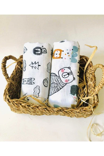 2 Adet  Çok Amaçlı Müslin Bezi Örtü Battaniye ürün görseli