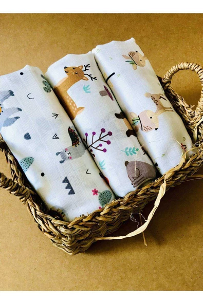 3 Adet Organik  Çok Amaçlı Müslin Örtü Battaniye