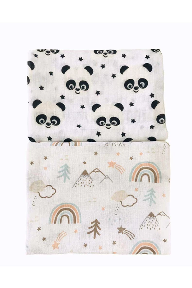 2 Adet  Çok Amaçlı Müslin Örtü - Resim 2