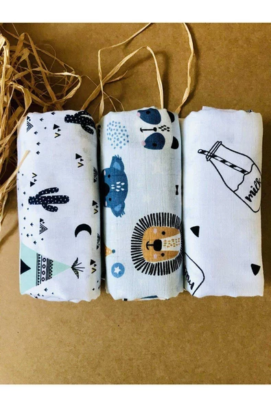 3 Adet Organik  Çok Amaçlı Müslin Örtü Battaniye ürün görseli