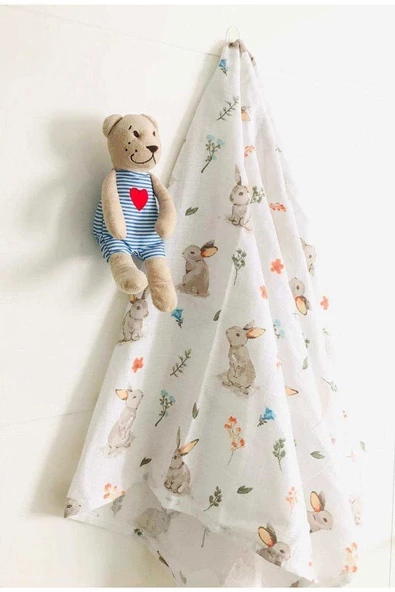 3 Adet  Çok Amaçlı Müslin Bezi Örtü Battaniye - Resim 2