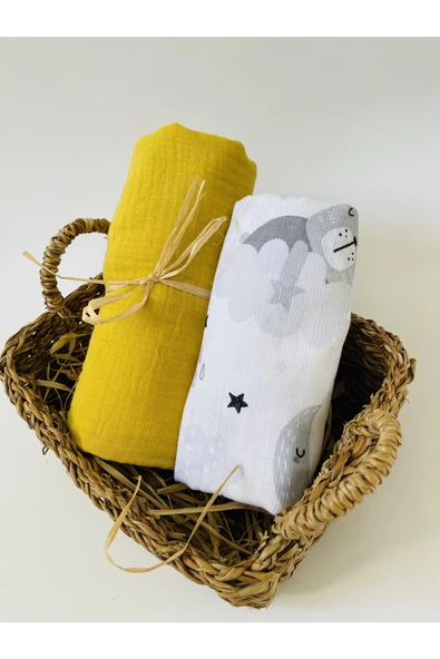 2 Adet 4 Katlı Ve 2 Katlı Çok Amaçlı Müslin Bezi Örtü Battaniye ürün görseli