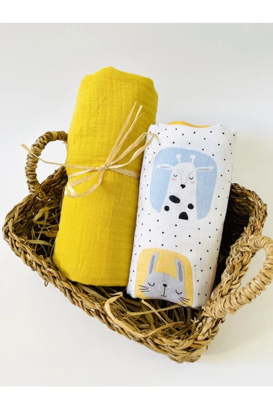 2 Adet 4 Katlı Ve 2 Katlı Çok Amaçlı Müslin Bezi Örtü Battaniye ürün görseli