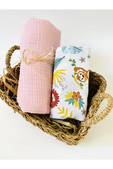 2 Adet 4 Katlı Ve 2 Katlı Çok Amaçlı Müslin Bezi Örtü Battaniye ürün görseli