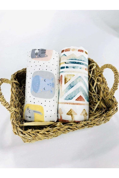 2 Adet  Çok Amaçlı Müslin Bezi Örtü Battaniye ürün görseli