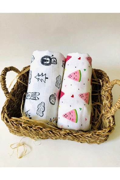 2 Adet  Çok Amaçlı Müslin Bezi Örtü Battaniye ürün görseli