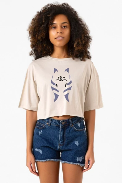 Ahsoka Tano Minimal Bej Kadın Crop Tshirt
