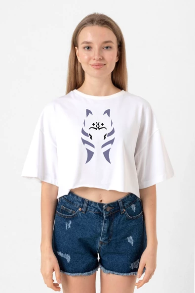 Ahsoka Tano Minimal Beyaz Kadın Crop Tshirt ürün görseli 1