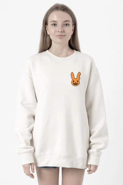 Bad Bunny Halloween Beyaz Kadın 2ip Sweatshirt ürün görseli
