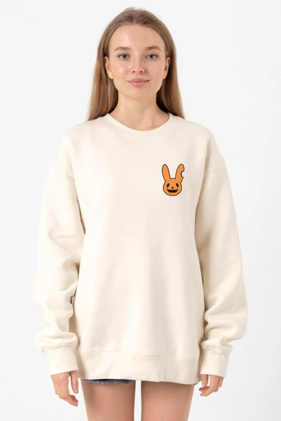 Bad Bunny Halloween Ekru Kadın 2ip Sweatshirt