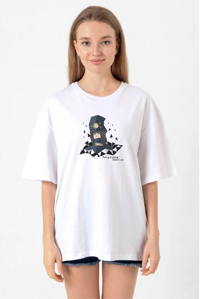 Boogiepop Phantom Yin Yang Beyaz Kadın Oversize Tshirt