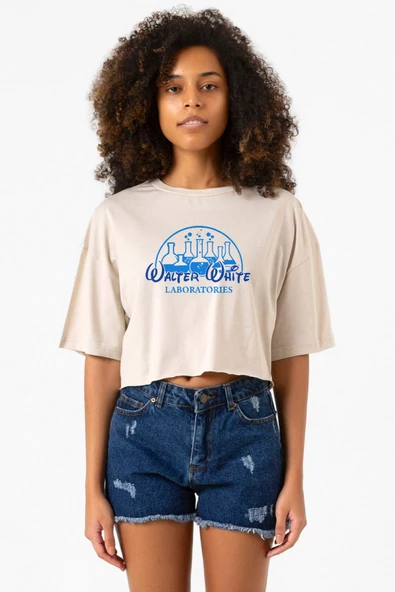 Breaking Bad Walter White Laboratories Bej Kadın Crop Tshirt ürün görseli 1