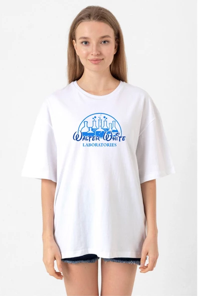 Breaking Bad Walter White Laboratories Beyaz Kadın Oversize Tshirt