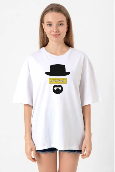 Breaking Bad Yellow Say My Name Head Beyaz Kadın Oversize Tshirt ürün görseli 1