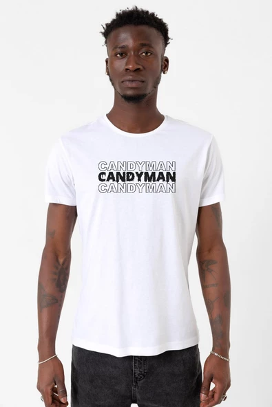 Candy Man Halloween Beyaz Erkek Bisikletyaka Tshirt ürün görseli