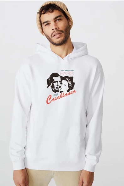 Casablanca We'll Always Have Beyaz Erkek 3ip Kapşonlu  Sweatshirt