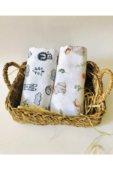 2 Adet  Çok Amaçlı Müslin Bezi Örtü Battaniye ürün görseli