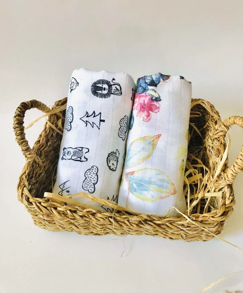 2 Adet  Çok Amaçlı Müslin Bezi Örtü Battaniye ürün görseli