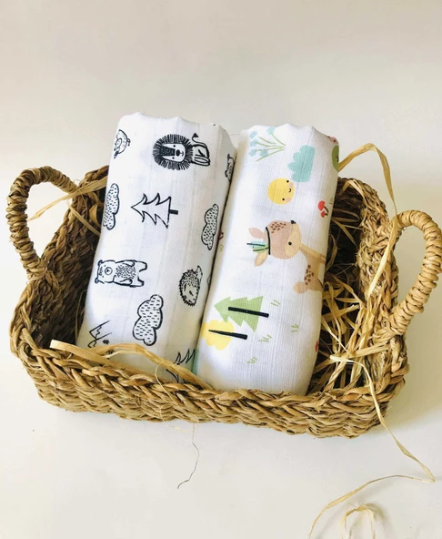 2 Adet Çok Amaçlı Müslin Bezi Örtü Battaniye