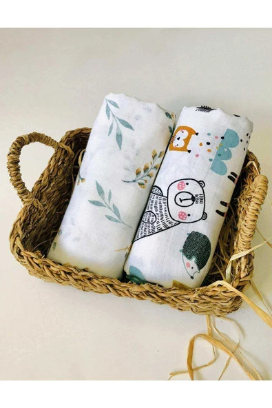 2 Adet Çok Amaçlı Müslin Bezi Örtü Battaniye